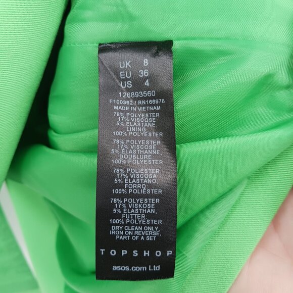 Topshop Green Longline Blazer Jacket Size 4 US Boardroom Chic Officecore Career - Picture 4 of 11
